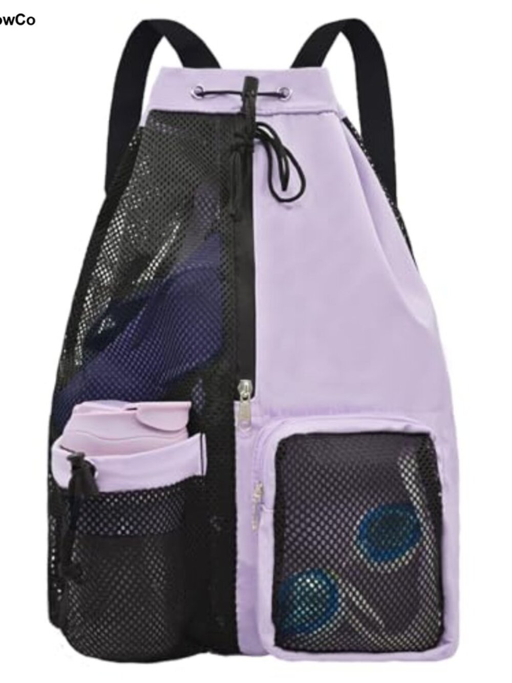 Mesh Drawstring Backpack Wet Pocket Nylon Polyester Swim Gym Beach Bag